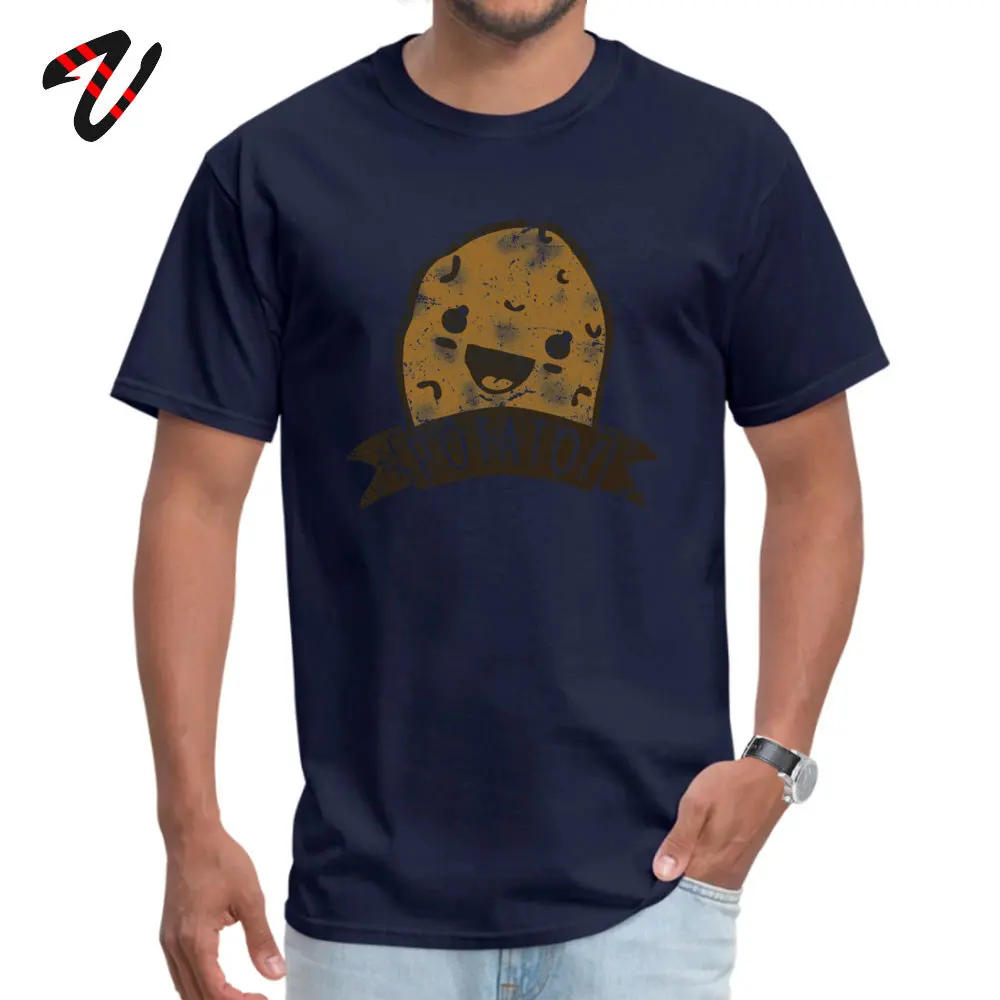 POTATO comfortable T-shirts for Men All Cotton Thanksgiving Day Tops Shirt Print Tee-Shirts Short Sleeve 2019 Discount O-Neck POTATO 557 navy