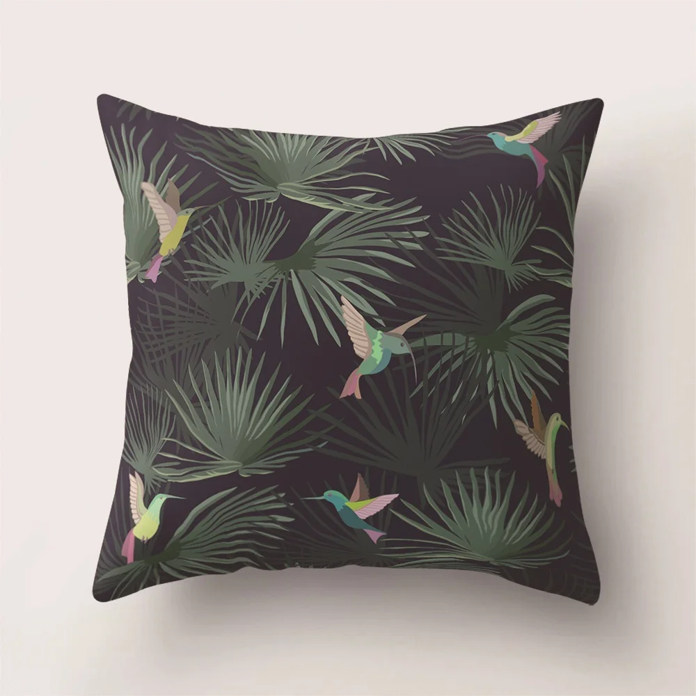 Cotton Linen Pillow Case  Tropical Plants Decorative Pillowcases Flamingo Flowers Pillows Covers