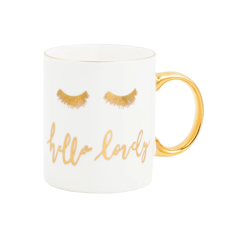 Белая керамическая кофейная кружка и чашка с монограммой для чая, воды, молока, напитков, с днем, лучший друг, королева, креативный подарок - Цвет: Eyelash