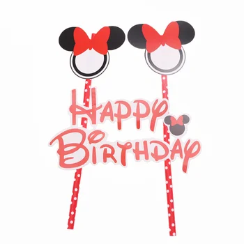 

1 Set Minnie Mouse Cake Topper Happy Birthday Party Decorations Kids Banner Birthday Cake Topper Party Supplies Favor Kids Girl