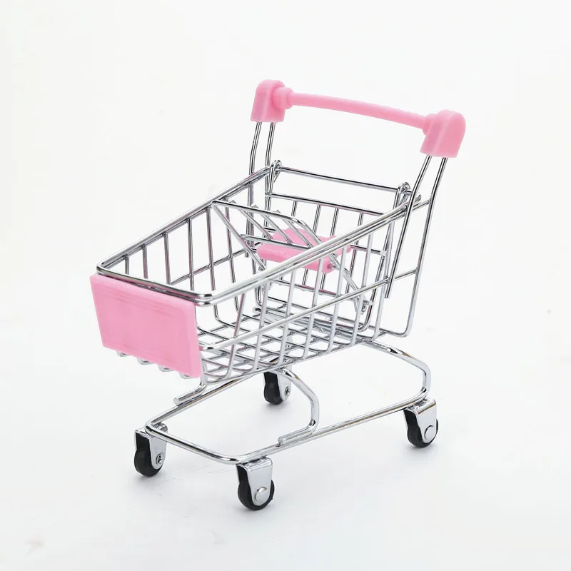 

1PC Supermarket Hand Trolley Mini Shopping Cart Desktop Decoration Storage Toy Metal Craft Gift MO 021