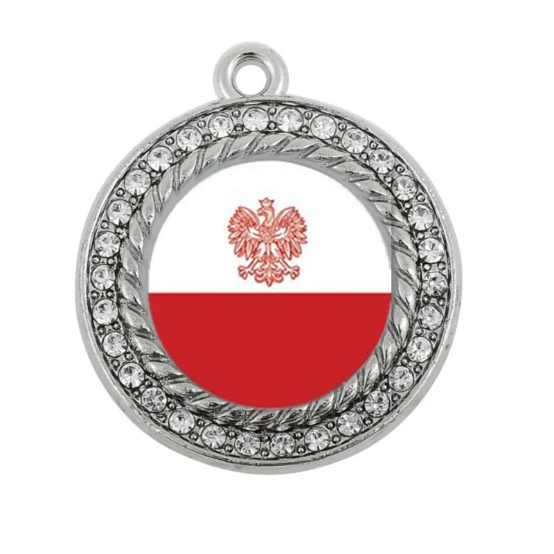 Польский флаг круг Шарм антикварные серебряные позолоченные украшения