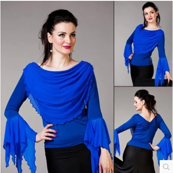 

Latin dance costume senior sexy gauze long sleeves top for women latin dance costume top 6 kinds of colors