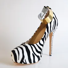 2015 Fashion Women Shoes Zabra Color Faux Leather Women’s Stiletto Heel Platform Shoes Cover High Thin Heels Pumps