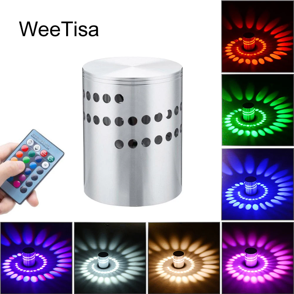 

RGB LED Wall Light 3W Dimmable Remote Control Sconce Minimalist Nordic Modern Up Down Interior Living Decor Wall Lamp for Home