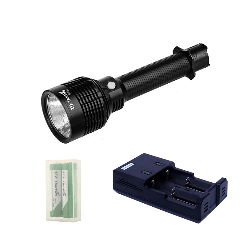 

ThorFire S70S Waterproof XHP70 LED Flashlight 6 modes Long Distance Searchlight S70 Upgraded Version+2X18650 Batteries+Charger