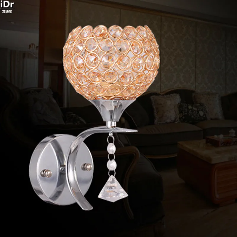 

European LED crystal lamp minimalist living room bedroom creative bedside lighting aisle Wall Lamps Rmy-0283