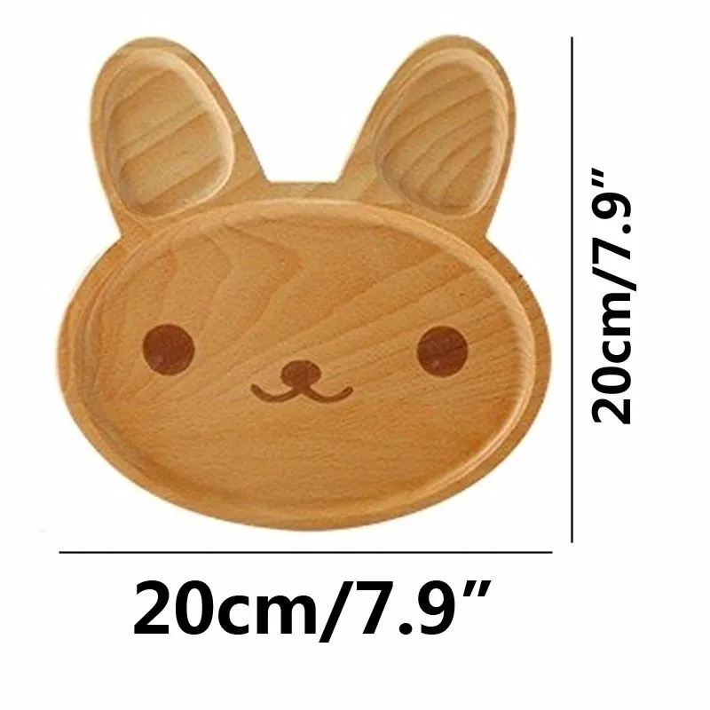 Cartoon Rabbit face wood dinner plate  (2)