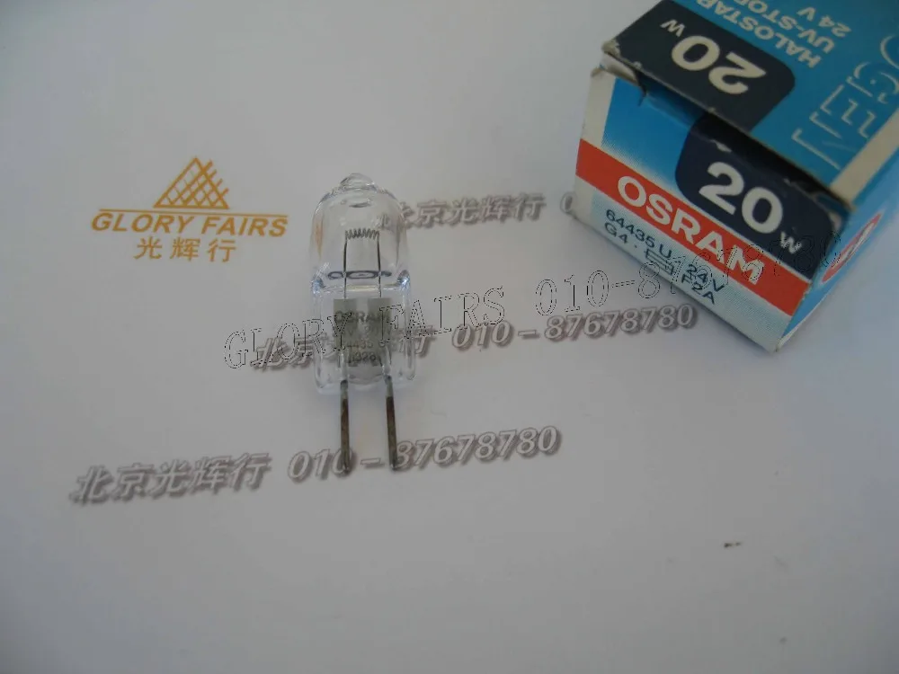 2 pcs/lot,Osram 24V 20W 64435,G4 F2A bulb,Halostar UV STOP 64435 U