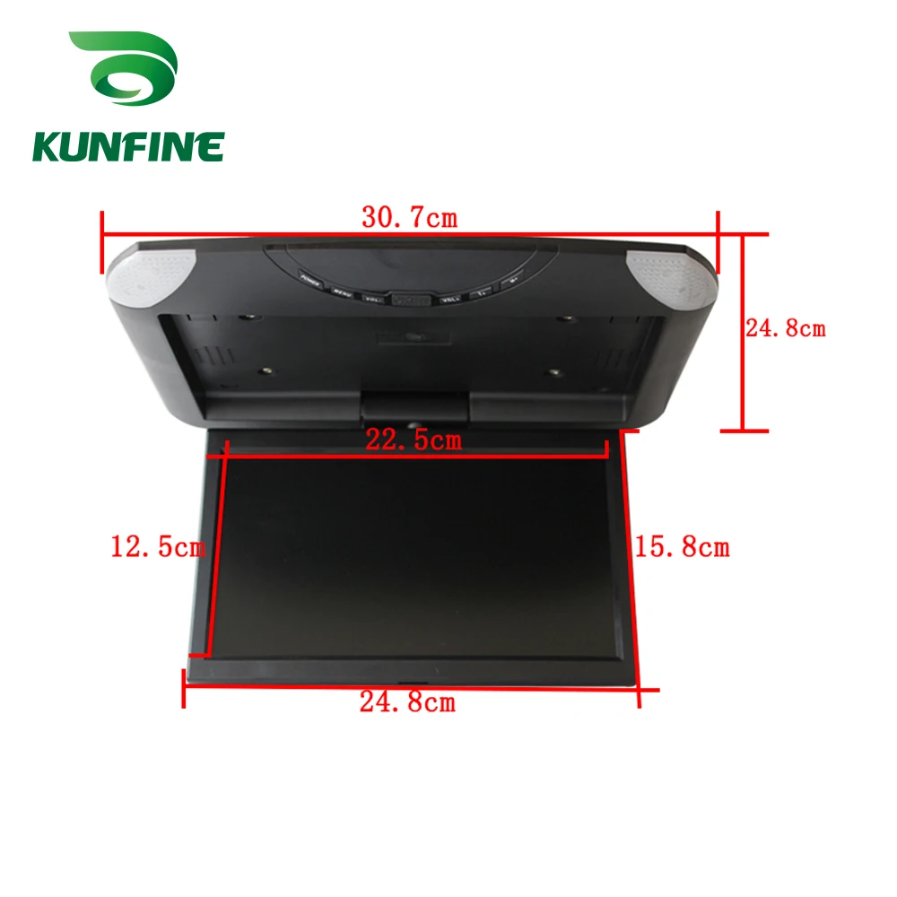 KUNFINE (10 Inch) Car Roof Monitor LCD Flip Down Screen Overhead Multimedia Video Ceiling Roof mount Display (Build in IRFM Transmitter USB ) (4)(1)