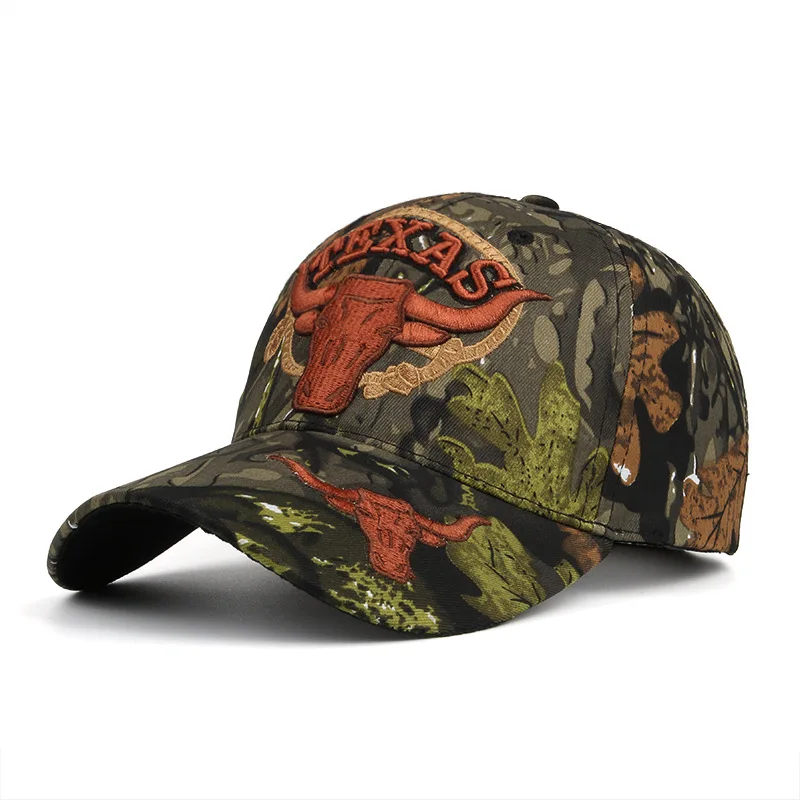 Men's Camouflage Snapback Hats Embroidered Cow Baseball Caps Outdoor