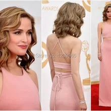 Emmy розовое платье Byrne специальный дизайн сексуальный Совок из двух частей прямые длинные платья знаменитостей розовые вечерние платья