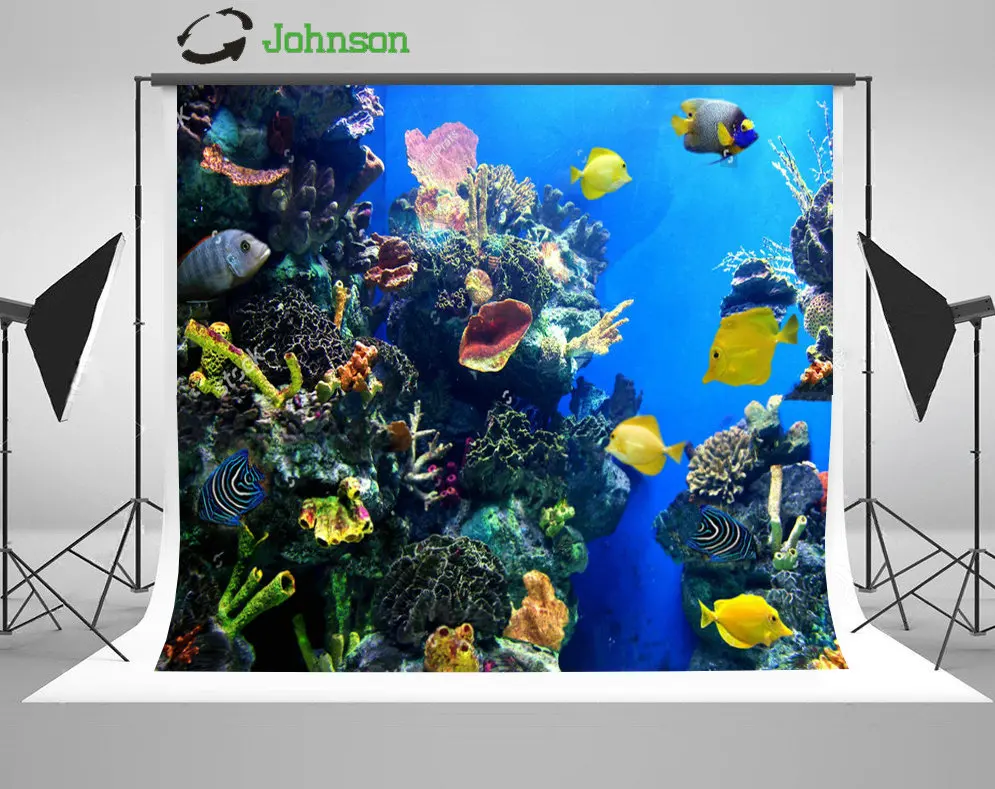Красочные аквариумных рыб аквариум фото фон полиэстера или винилового ткань высокого качества Компьютер печати фоне стены