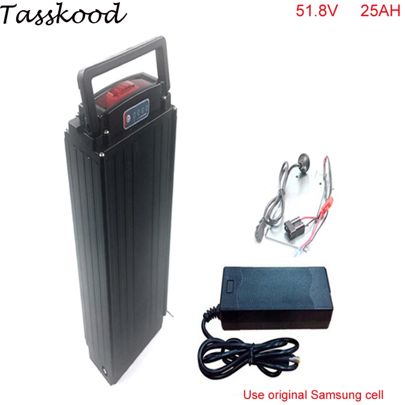 

electric bicycle lithium battery pack 51.8V 25Ah rear rack battery with Power lights + Tail lights For Samsung Cell