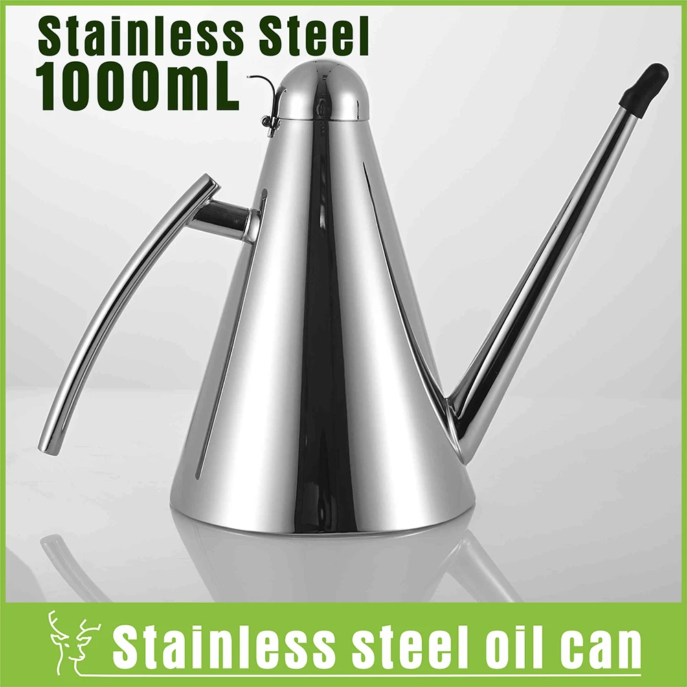 Kitchen Storage Pot Stainless Steel Oil Can Leak proof Oil Bottle Cone