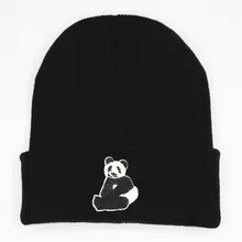 LDSLYJR панда вышивка утолщенная вязаная шапка зимняя теплая шапка Skullies шапка бини шапка для мужчин и женщин 90