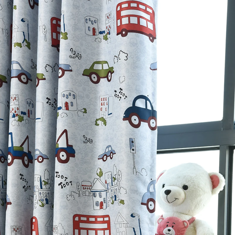 Мультяшные автомобильные шторы на окна для детской комнаты, занавески для детской комнаты, для гостиной, детские шторы, портьеры, домашний текстиль, P146D4