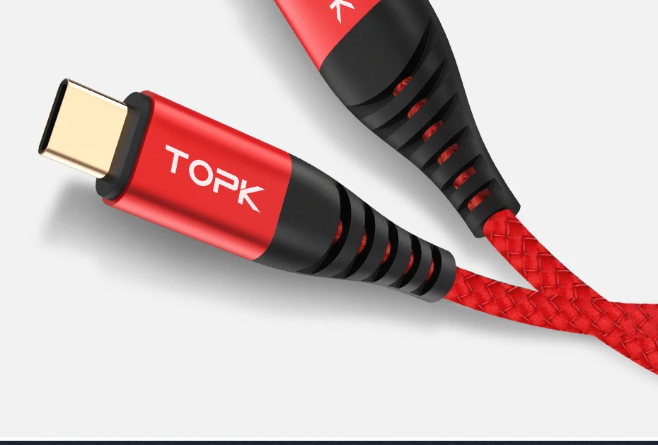 Кабель TOPK AN42 3A Quick Charge 3,0 usb type C для Xiaom Redmi Note 7, кабель type-C для быстрой зарядки samsung S9 S10 Plus, USB C