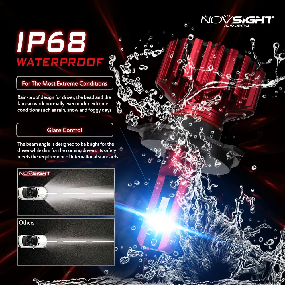 NOVSIGHT супер яркий h4 светодиодный светильник 6000k H4 H7 H11 H1 9005 Авто головной 60 Вт