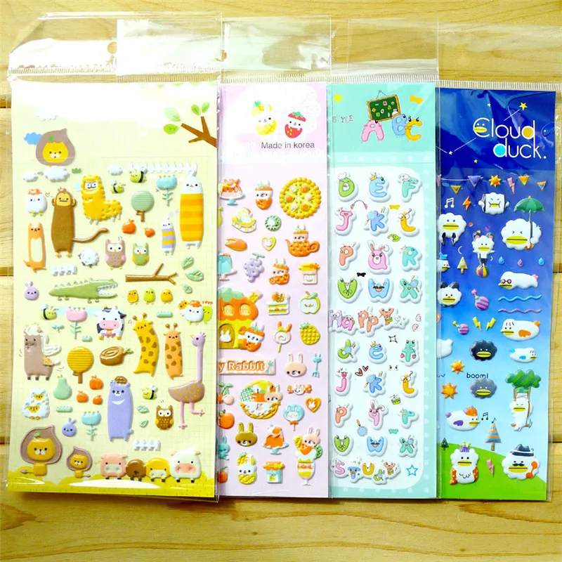 

4 Pcs Randomly 3D Waterpoof Puffy Bubble Stickers Toys Bubble Leather Diary Decoration Pasting Mobile DIY Stickers for Children