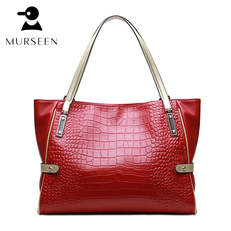 

Women Genuine Leather Alligator Handbags 2017 New Designer Totes Bag Large Capacity Female Shoulder Bags High Quality top-handle