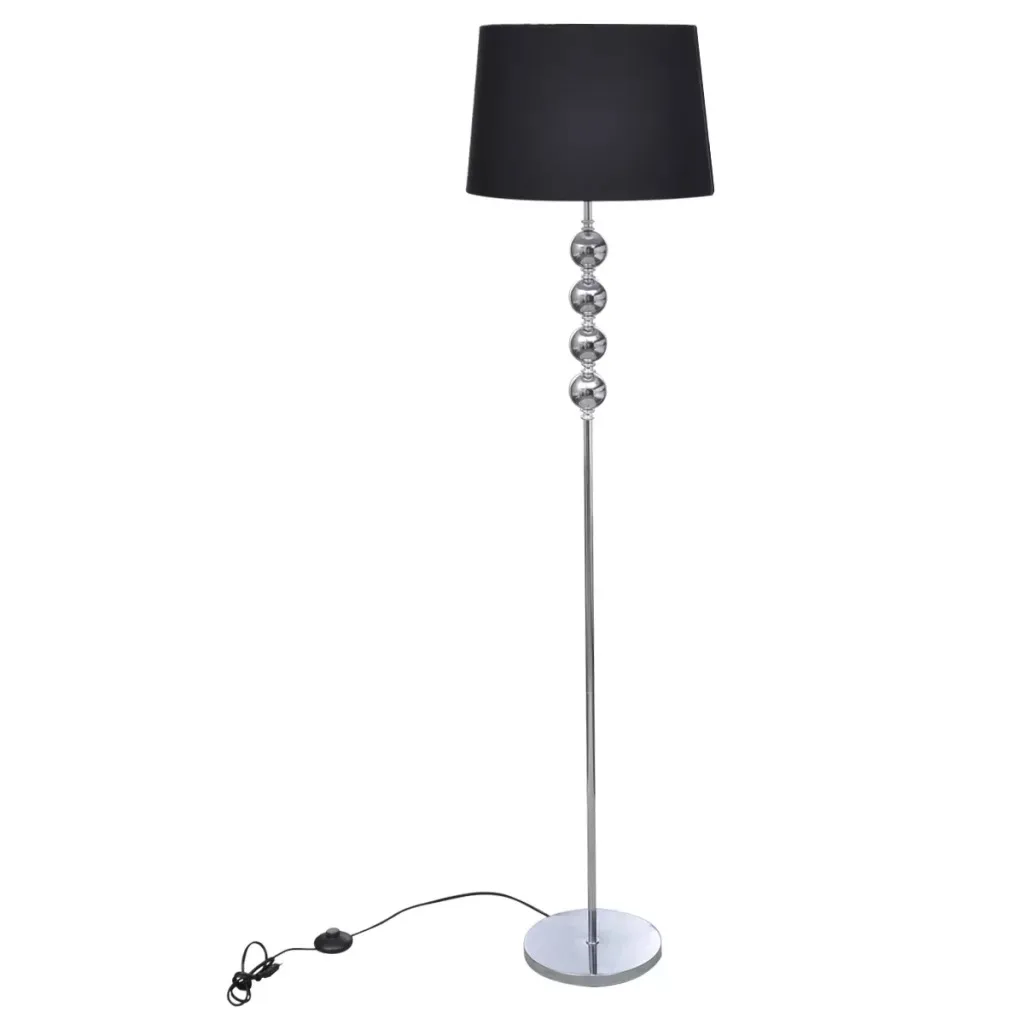 

Long Foot Floor Lamp with 4 Decoration Balls Black Color Reading And Process Lights for Living Room Study Bedside Office
