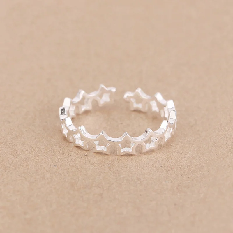 Trusta New 100% 925 Sterling Silver Fashion Women Cute Star Rings Size 5 6 7 Wonderful Gift For Girls Kids Lady's DS389 | Украшения и