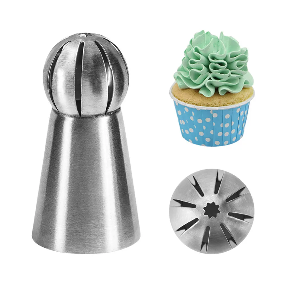 

Stainless Steel Cake Cream Mouth Russia Ball Nozzles Pastry Flower Tips Icing Piping Nozzle DIY Cake Decorating Tools