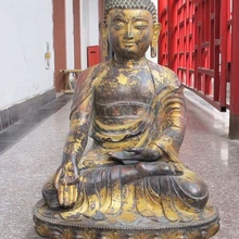 Bi003567 2" Тибет старинные Бронзовые позолоченные Татхагата Будда Шакьямуни