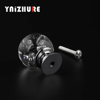 YNIZHURE 30mm Bubble Ball Design Clear Crystal Glass Knobs Cupboard Drawer Pull Kitchen Cabinet Wardrobe Handles Hardware