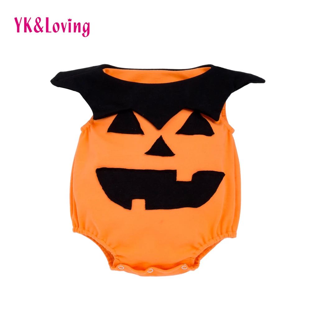 

2018 Pumpkin Modeling Halloween Baby Romper Cute Sleeveless Jumpsuit Newborn/Infant Boy Girl Cosplay Party Clothes Costume