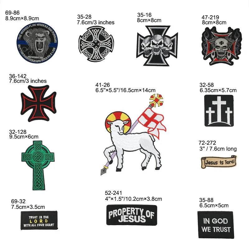 Крестовые нашивки, христианская религиозная эмблема, лозунг, логотип, вышитый значок на мотоцикл, ирландский значок лорда Иисуса, три черепа, костюм на Хэллоуин