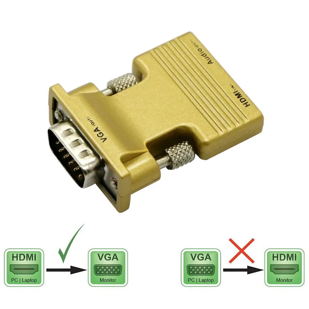 

HDMI input to VGA Output Converter+Audio Adapter 1080P Signal For HDMI Computer PC Video to VGA Projector Monitor Connector