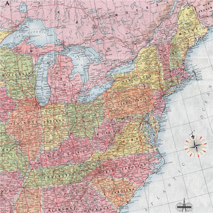 Карта США, физический Красочный холст с печатью постера, Настенная Наклейка высокого класса, изысканный дизайн, бар паб кафе, гостиная, украшение дома