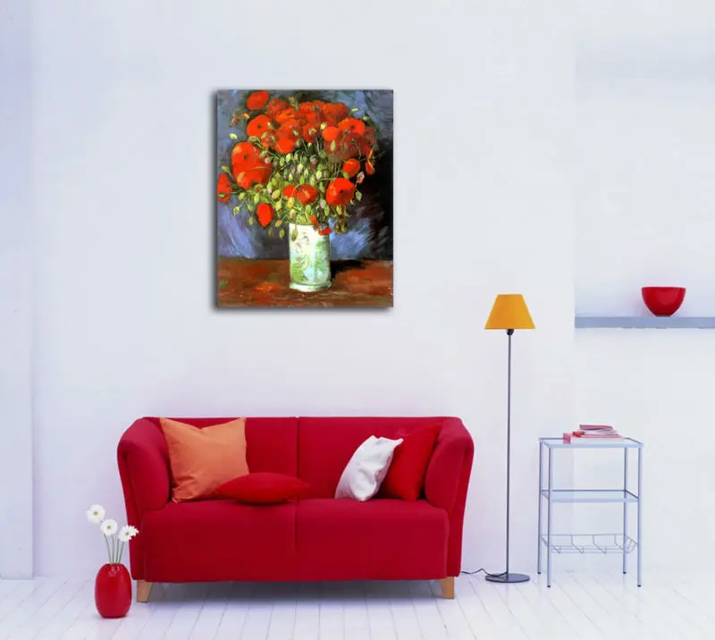 Flower Van Gogh Famous Painting Works Vase Of Red Poppies Oil