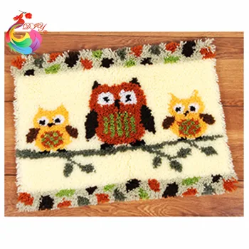 

Latch hook rug kits Kostur shaggy rug Handmade carpet circle carpet crochet hooks clover tool kit in a suitcase cushion bird