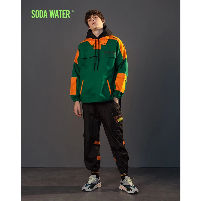SODA WATER Street Style High Street Hip hop Jacket Patchwork Overcoat Male Plus Size Hip Hop Brand Streetwear Jackets Coat 8743W SODA WATER Street Style High Street Hip hop Jacket Patchwork Overcoat Male Plus Size Hip Hop Brand Streetwear Jackets Coat 8743W