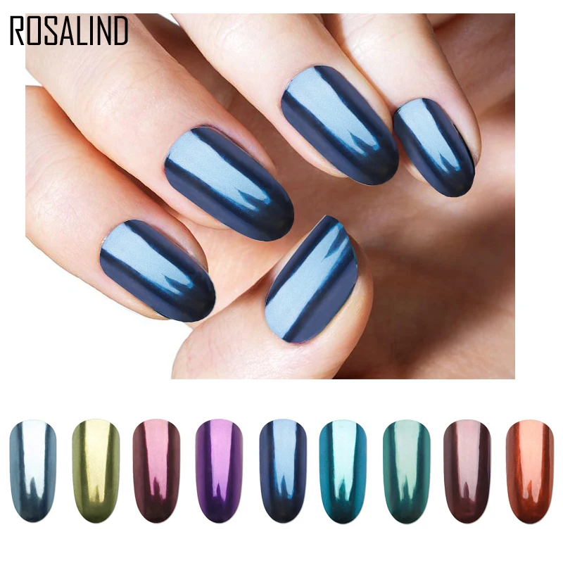 ROSALIND 1 шт. Серебряный Гель лак для ногтей хромированный пигмент украшение блестки