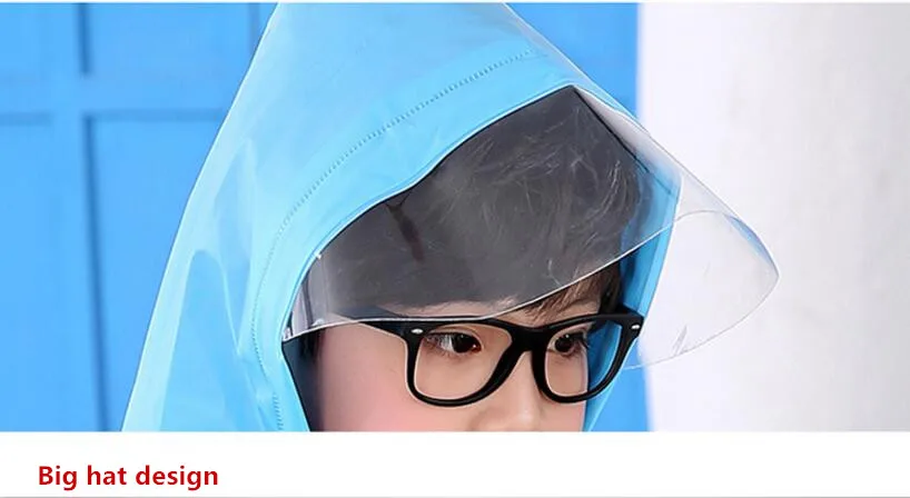 16.Waterproof raincoat kids girls boys with schoolbag Thicken Long rain jacket for children Super waterproof cap rain coat rainwear
