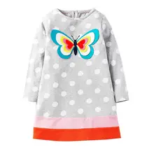 Kidsalon Long Sleeve Dress Girls Clothes 2017 Brand Winter Kids Dresses for Girls Animal Applique Princess Dress Children Jersey