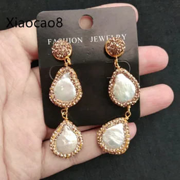 

Wholesale Nature Pearl Long Earrings Gold Rhinestone Vintage Earrings for Women Geometric Earring Pendientes Mujer Earings 5Pair