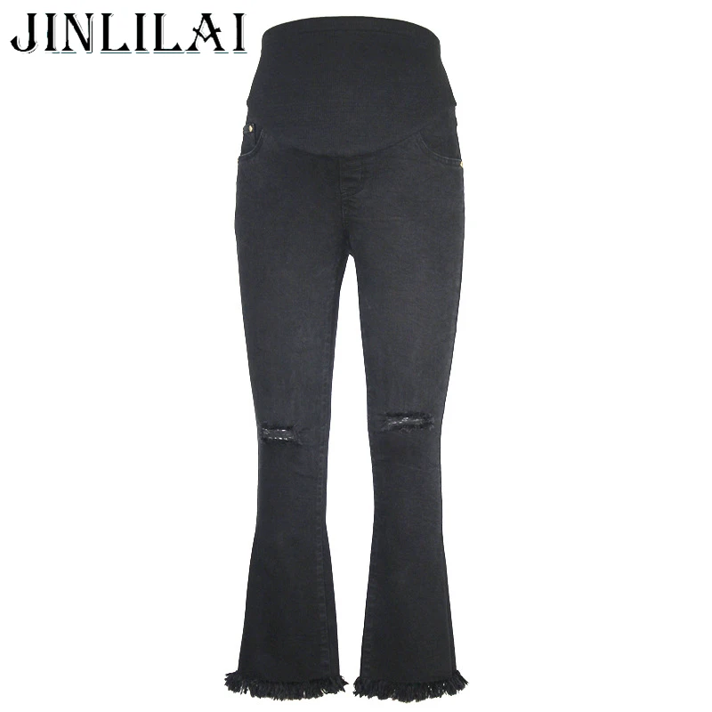 JINLILAI 2017 Brand Maternity Jeans Fashion Elastic Waist Hole Stretch