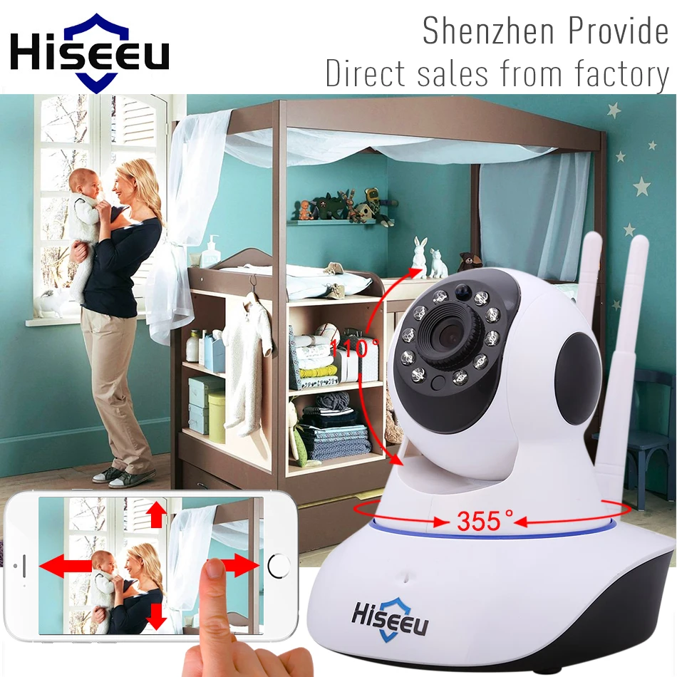 Hiseeu Super Wireless IP Camera Wifi home security camera wi-fi Camera P2P support 128G SD card H.264 Baby Monitor through APP