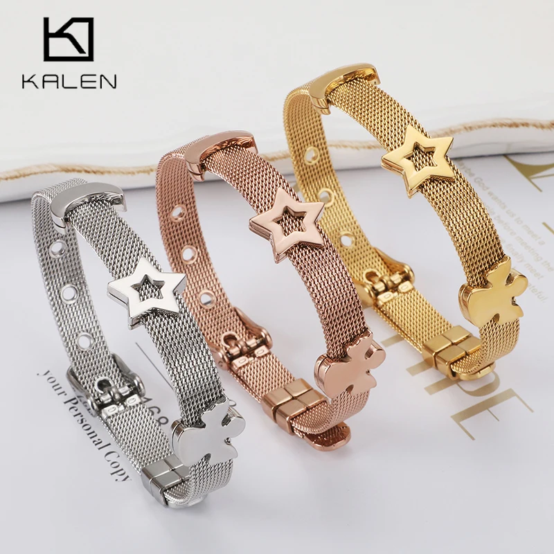 Kalen новые браслеты для женщин 3 цвета буквы из нержавеющей стали Любовь 8 луна звезда Ангел на шнуровке браслеты ювелирные женские браслеты