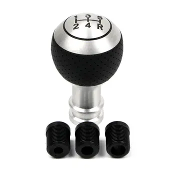 

Universal Gear Shift Knob 5 Speed Leather Manual Car Stick Cover Lever Silver