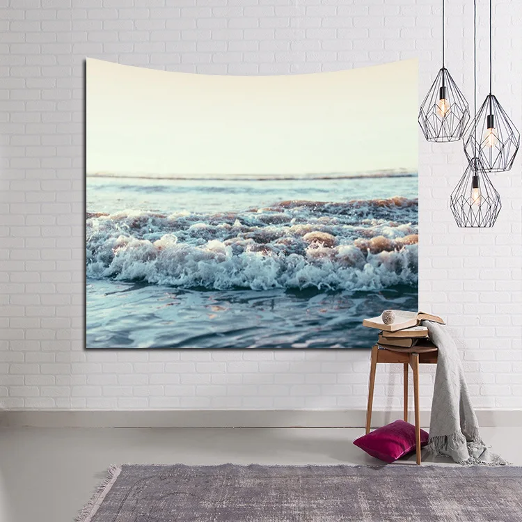 

New Ocean Scenic Scenic Tapestry Colored Sea Printed Yoga Mat Decorative Mandala Home Decorative Wall Tapestry Hanging Cover