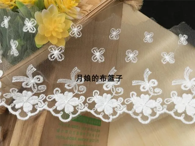 

White cotton mesh gauze embroidery lace accessories 10 cm wide