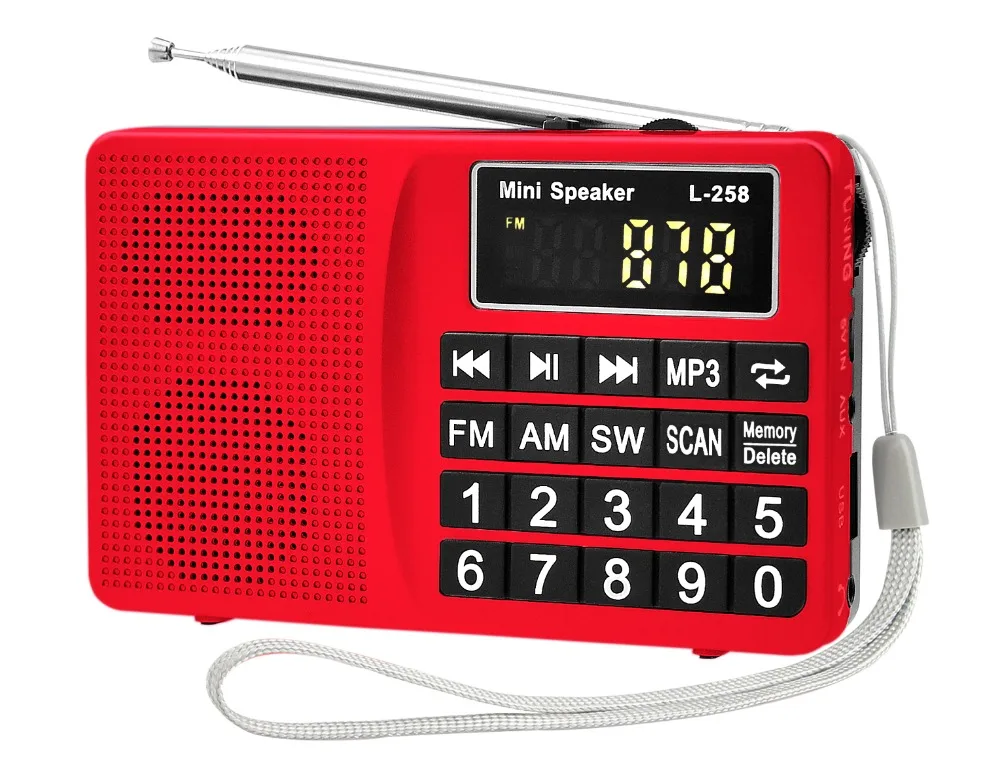 L-258 мульти полный диапазон fm am радио mw и sw приемник, MP3-плеер с tf карты и USB флэш-накопитель, может сохранить и удалить радиоканал