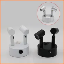 2 Вт/6 Вт подзарядка двухголовый шкаф li батарея, беспроводной акцент 2 головы поворотный дисплей, витринный шкаф led батарея прожектор