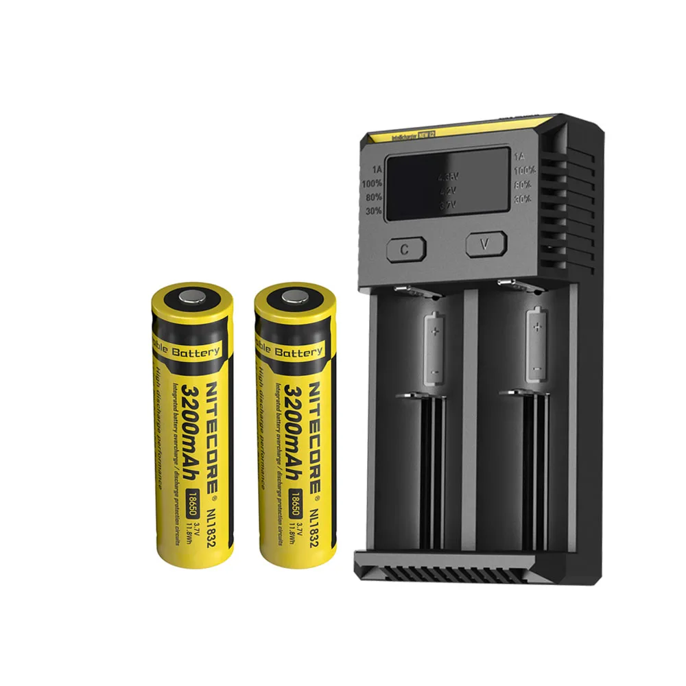 Новинка зарядное устройство NITECORE I2 Intelli с OLED экраном + 18650 3200 мАч NL1832 3 7 в Вт ч